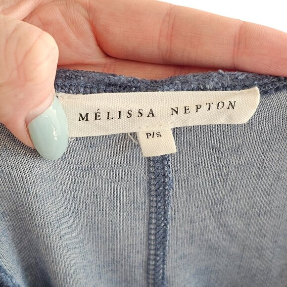 Melissa Nepton Velvet Blue Short Sleeve Dress Sz PS - Picture 5 of 7